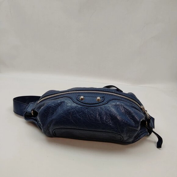$1569 Authentic BALENCIAGA Made in ITALY Unisex Blue Leather Waist Sling Bag - Picture 9 of 12